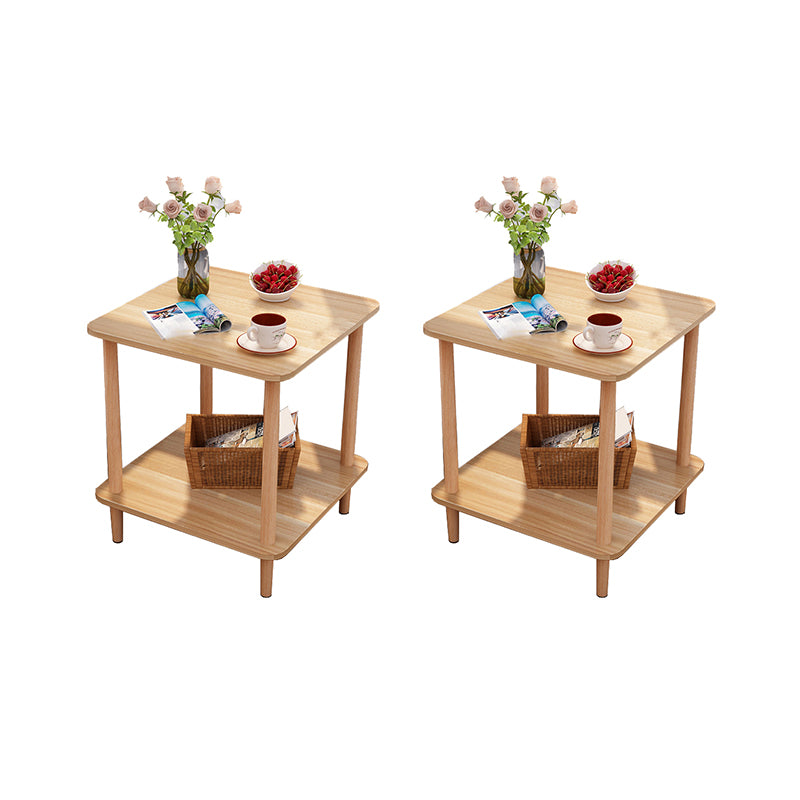 Wood 4 Legs End Table Modern Side End Snack Table for Living Room