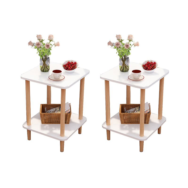 Wood 4 Legs End Table Modern Side End Snack Table for Living Room