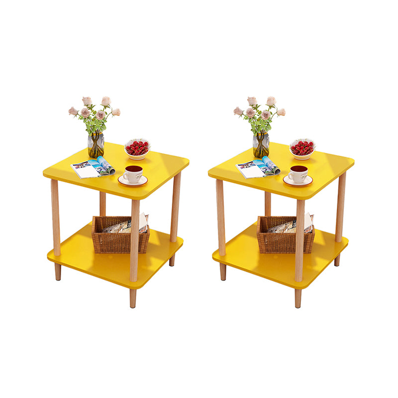 Wood 4 Legs End Table Modern Side End Snack Table for Living Room
