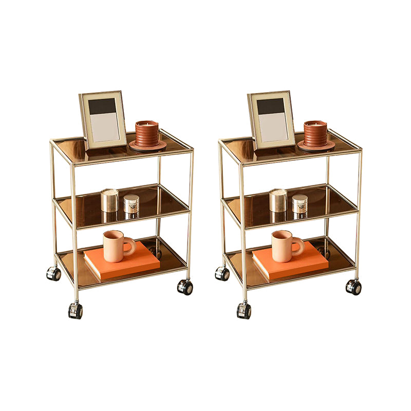 22.44" Tall 4 Legs Side Table with Shelves Modern Metal End Table Stand