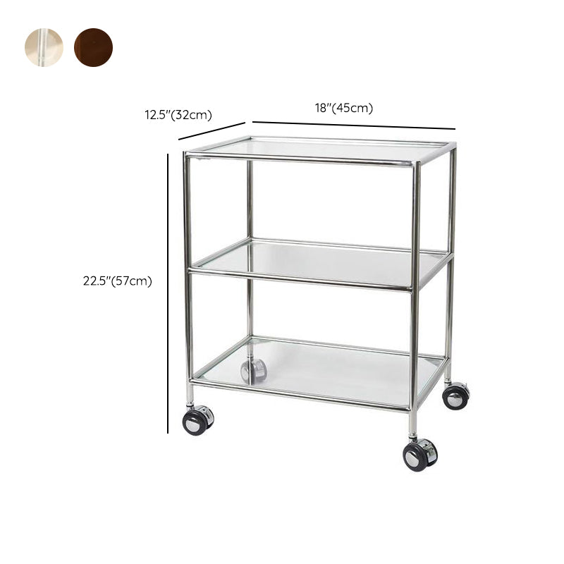 22.44" Tall 4 Legs Side Table with Shelves Modern Metal End Table Stand