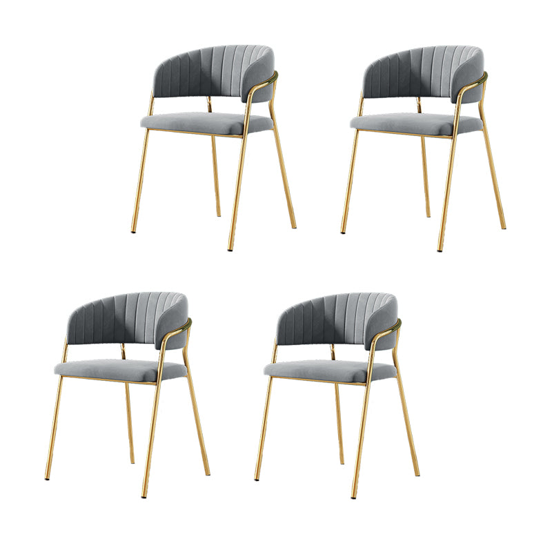 Upholstered Dining Chair Glam Style Open Back Arm Chair for Dining Room