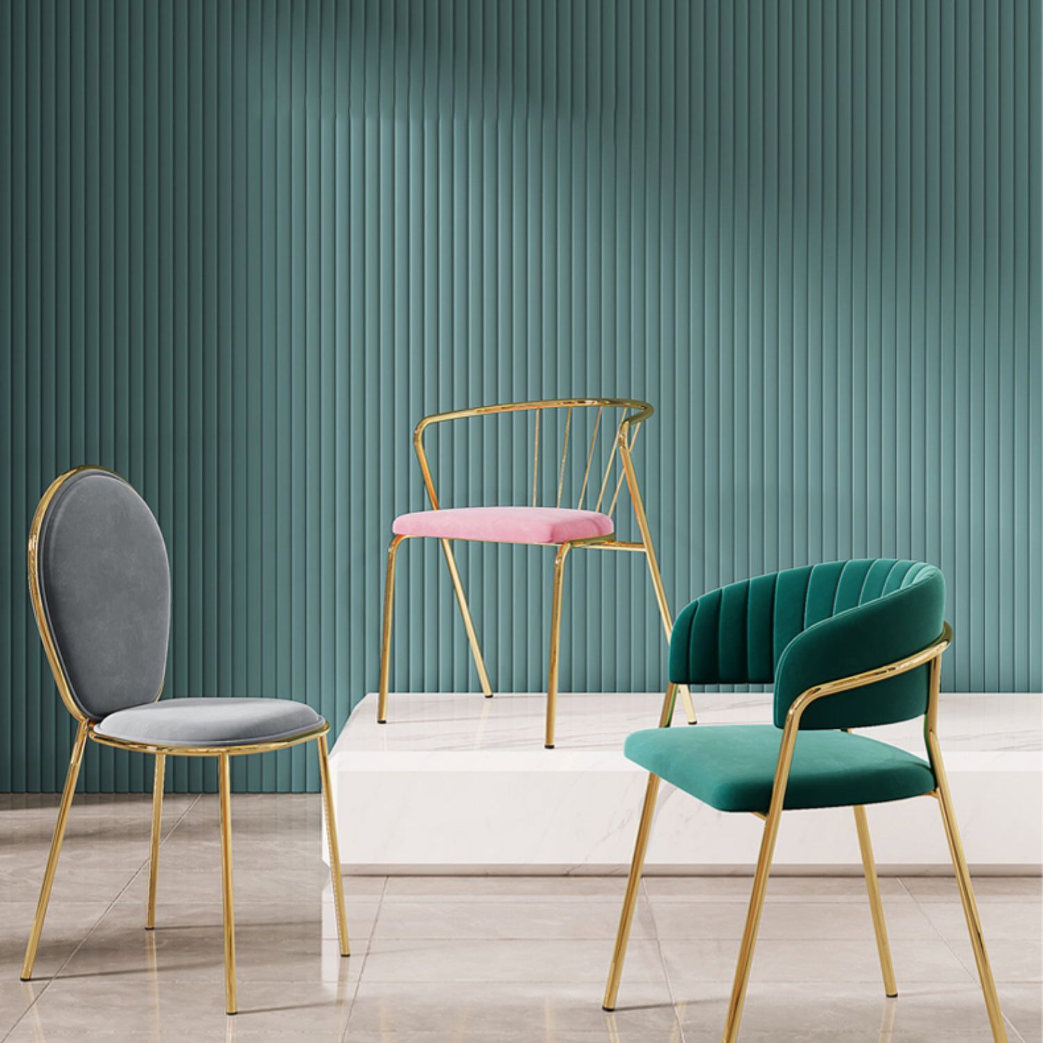 Upholstered Dining Chair Glam Style Open Back Arm Chair for Dining Room