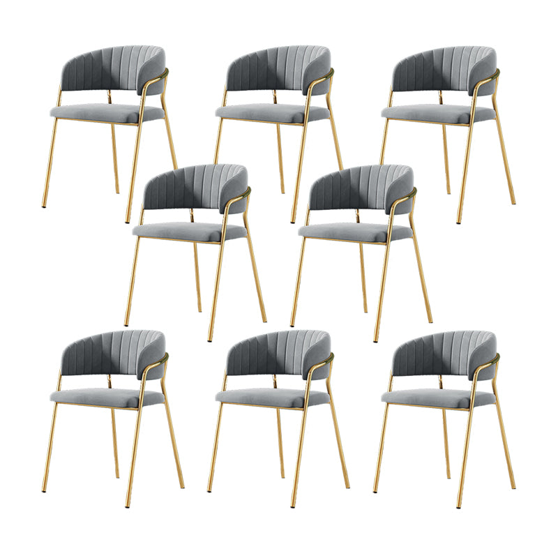 Upholstered Dining Chair Glam Style Open Back Arm Chair for Dining Room