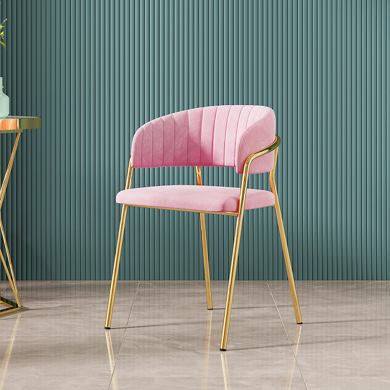 Upholstered Dining Chair Glam Style Open Back Arm Chair for Dining Room
