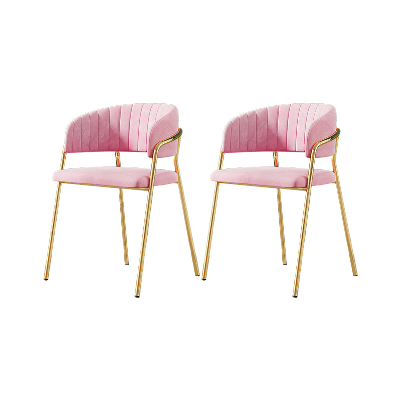 Upholstered Dining Chair Glam Style Open Back Arm Chair for Dining Room
