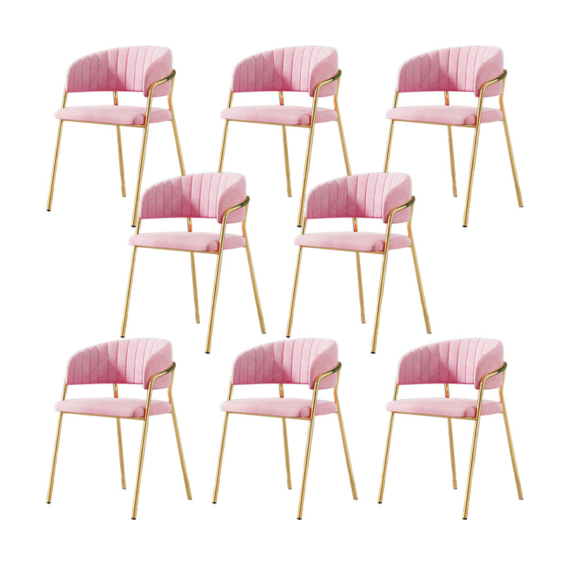 Upholstered Dining Chair Glam Style Open Back Arm Chair for Dining Room