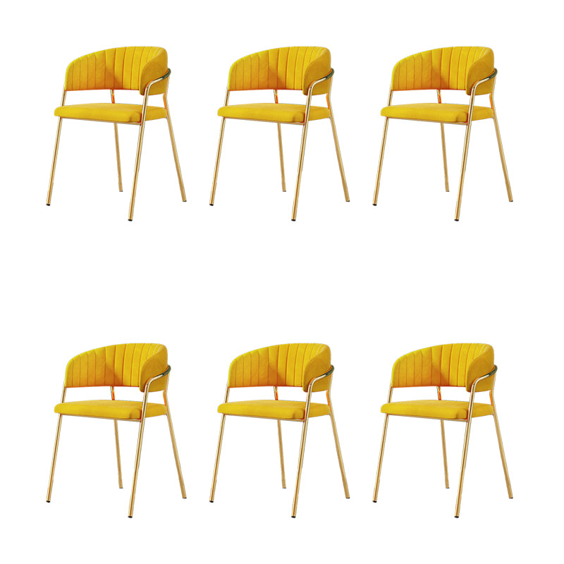 Upholstered Dining Chair Glam Style Open Back Arm Chair for Dining Room