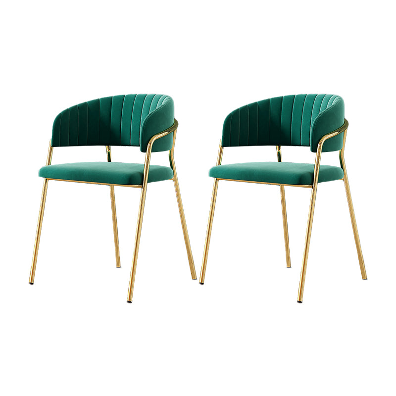 Upholstered Dining Chair Glam Style Open Back Arm Chair for Dining Room