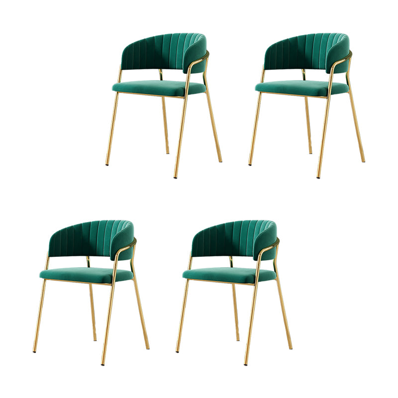 Upholstered Dining Chair Glam Style Open Back Arm Chair for Dining Room