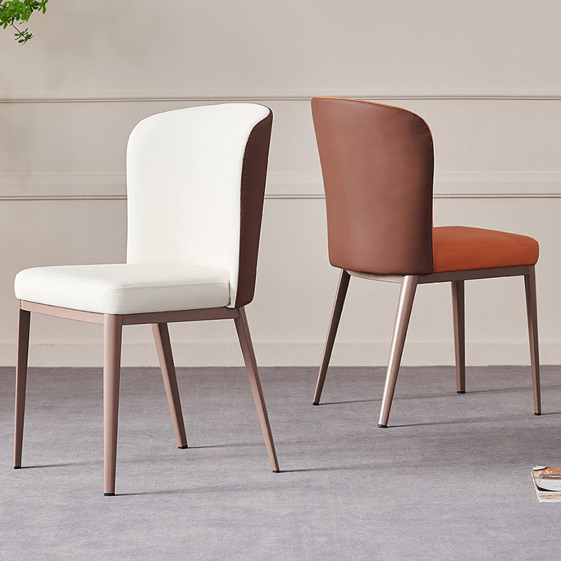 Dining Room Metal Legs Chair Faux Leather Parsons Dining Chair