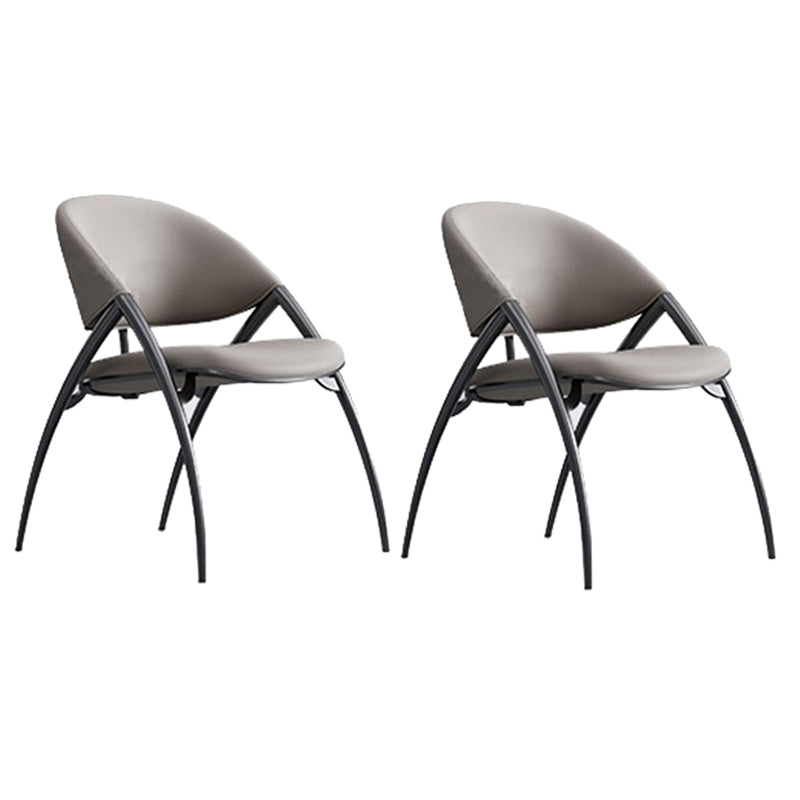 Glam Kitchen Upholstered Side Chair Metal Legs Dining Armless Chair