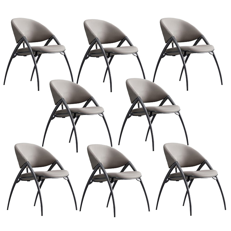 Glam Kitchen Upholstered Side Chair Metal Legs Dining Armless Chair