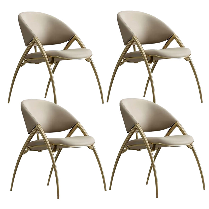 Glam Kitchen Upholstered Side Chair Metal Legs Dining Armless Chair