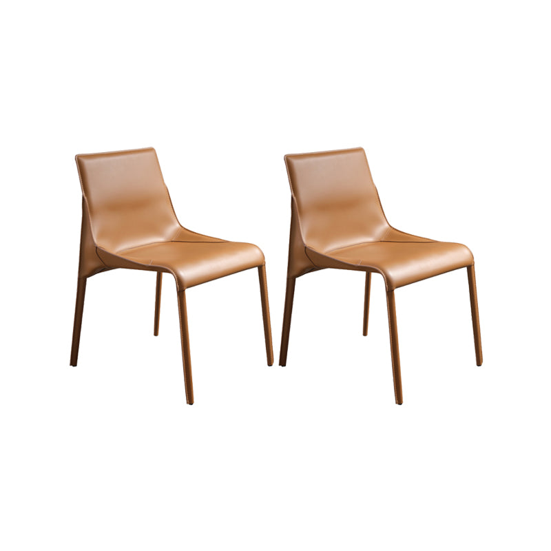 Faux Leather Contemporary Armless Chair Home Metal Dining Chair