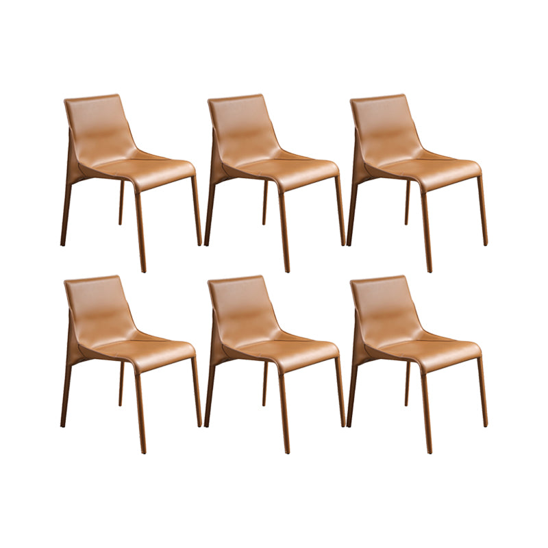 Faux Leather Contemporary Armless Chair Home Metal Dining Chair