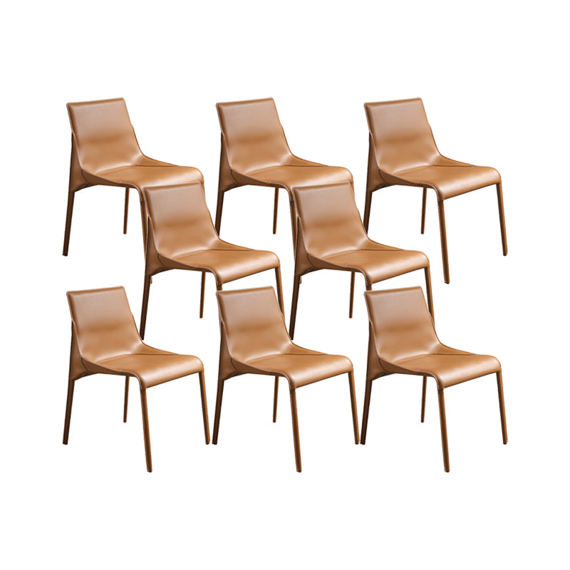 Faux Leather Contemporary Armless Chair Home Metal Dining Chair