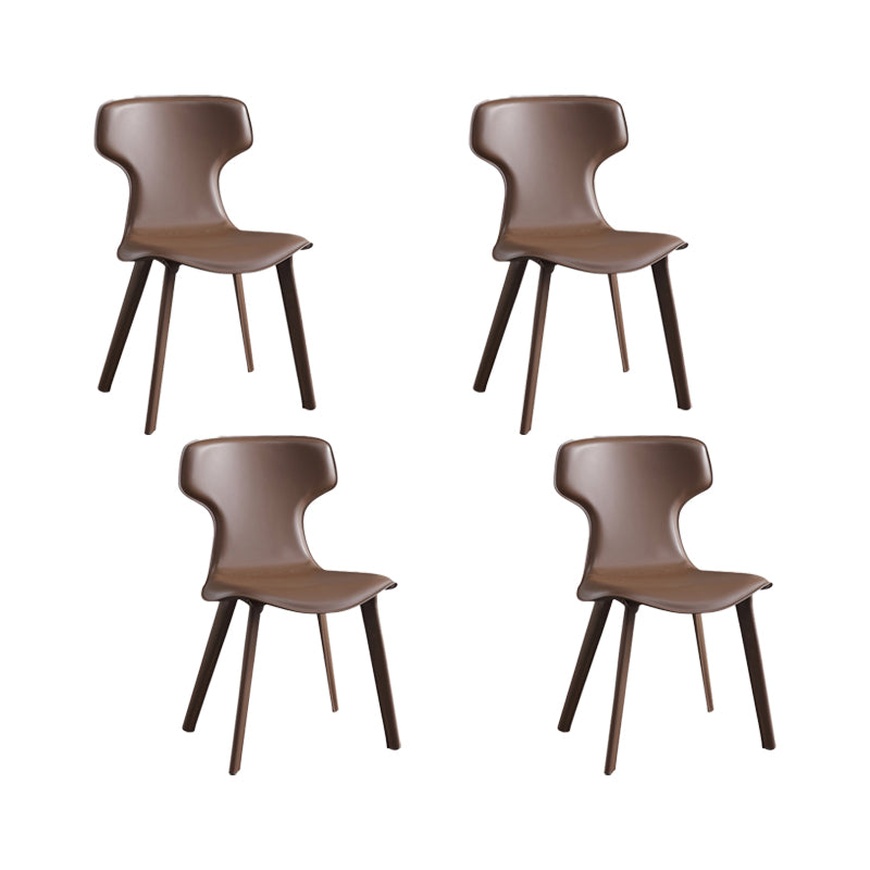 Contemporary Faux Leather Armless Chair Home Metal Dining Chair