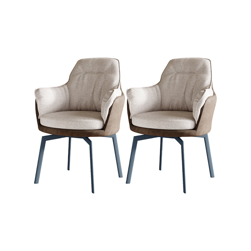Industrial Kitchen Dining Chairs Fabric Arm Dining Chairs with Metal Legs