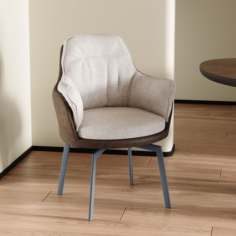 Industrial Kitchen Dining Chairs Fabric Arm Dining Chairs with Metal Legs