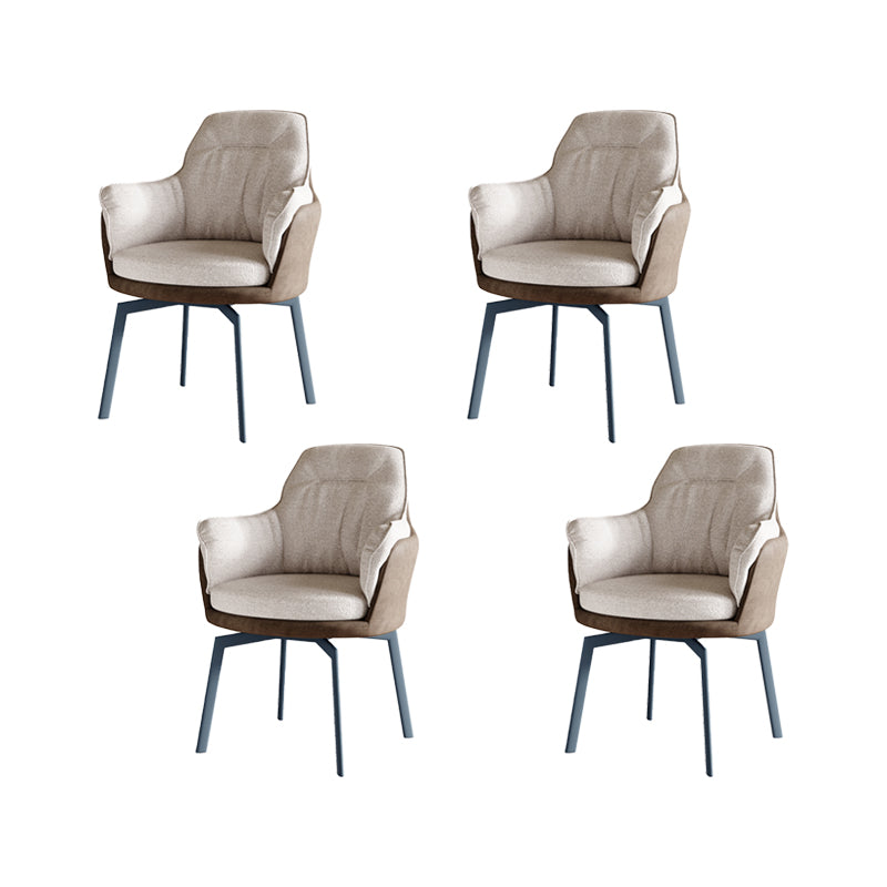 Industrial Kitchen Dining Chairs Fabric Arm Dining Chairs with Metal Legs