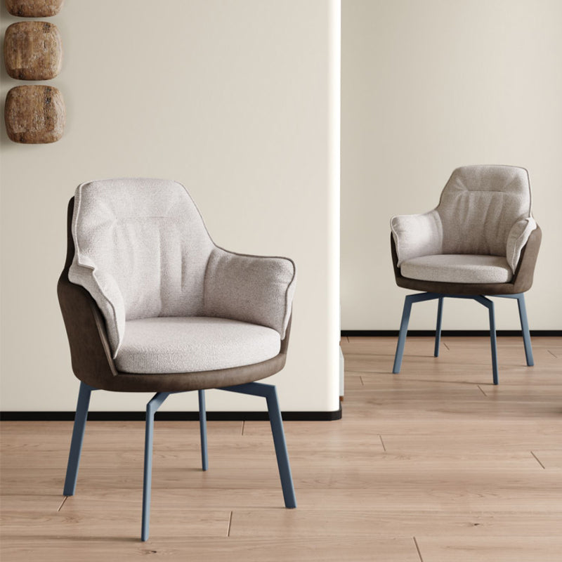 Industrial Kitchen Dining Chairs Fabric Arm Dining Chairs with Metal Legs