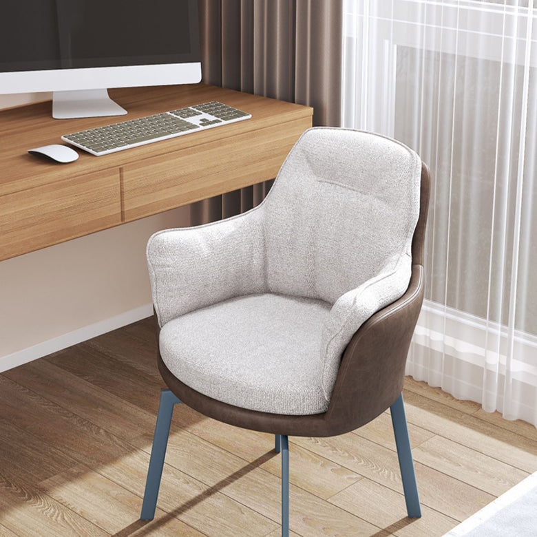Industrial Kitchen Dining Chairs Fabric Arm Dining Chairs with Metal Legs
