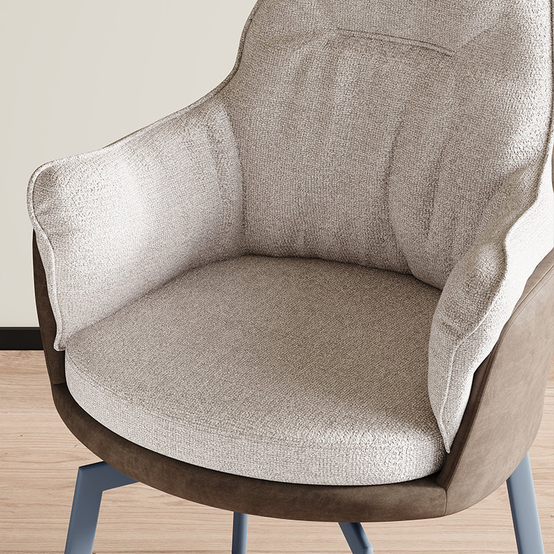 Industrial Kitchen Dining Chairs Fabric Arm Dining Chairs with Metal Legs