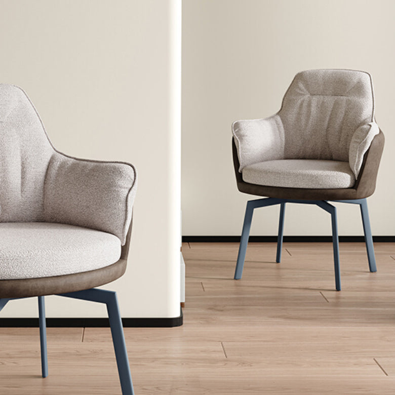 Industrial Kitchen Dining Chairs Fabric Arm Dining Chairs with Metal Legs