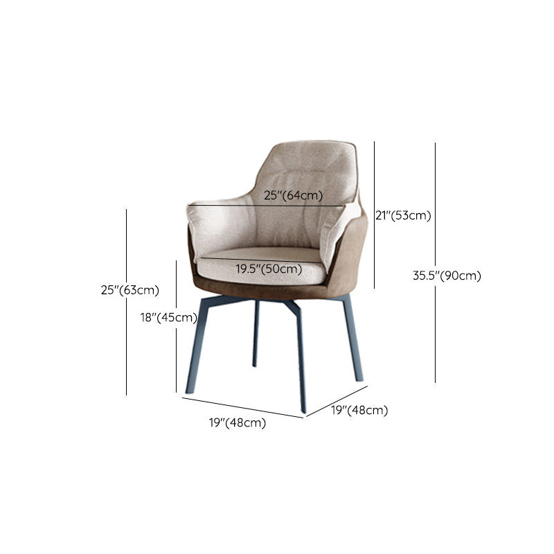 Industrial Kitchen Dining Chairs Fabric Arm Dining Chairs with Metal Legs