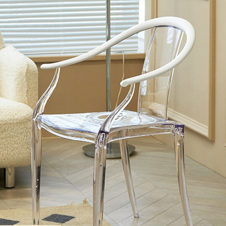 Contemporary Kitchen Dining Arm Chair Slat Back Plastic Chair