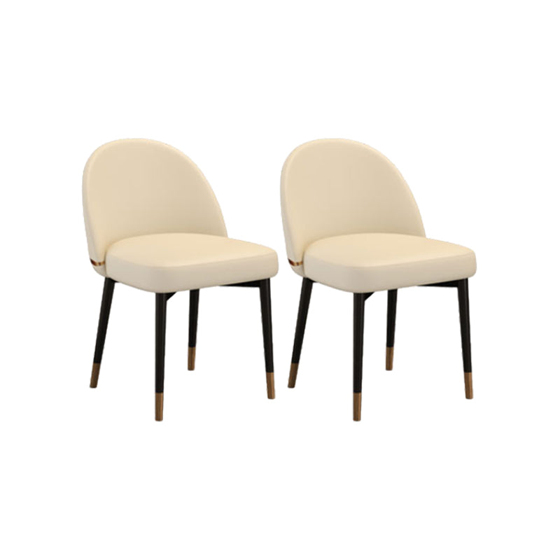 Nordic Kitchen Dining Chairs Faux Leather Parsons Armless Chair