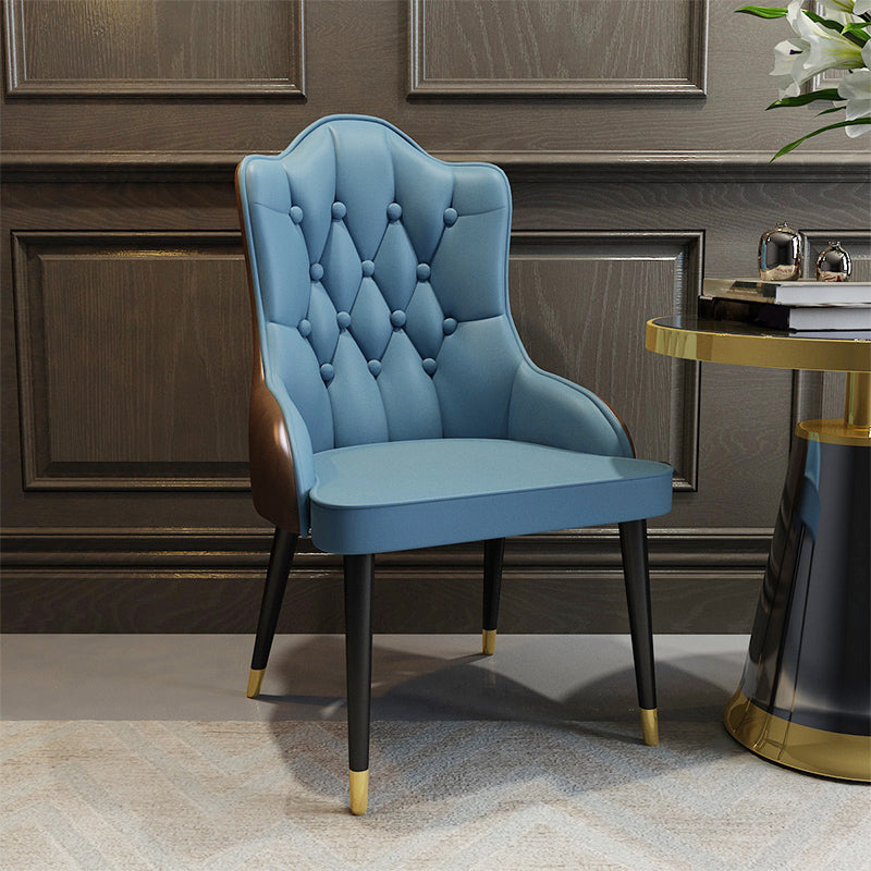 Tufted Parsons Chair Industrial Kitchen Dining Chairs with Metal Legs