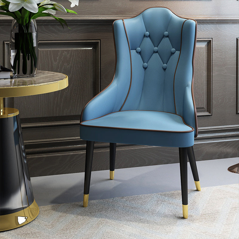 Tufted Parsons Chair Industrial Kitchen Dining Chairs with Metal Legs