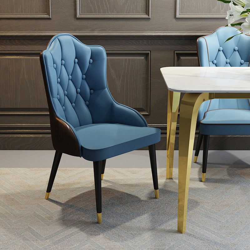 Tufted Parsons Chair Industrial Kitchen Dining Chairs with Metal Legs