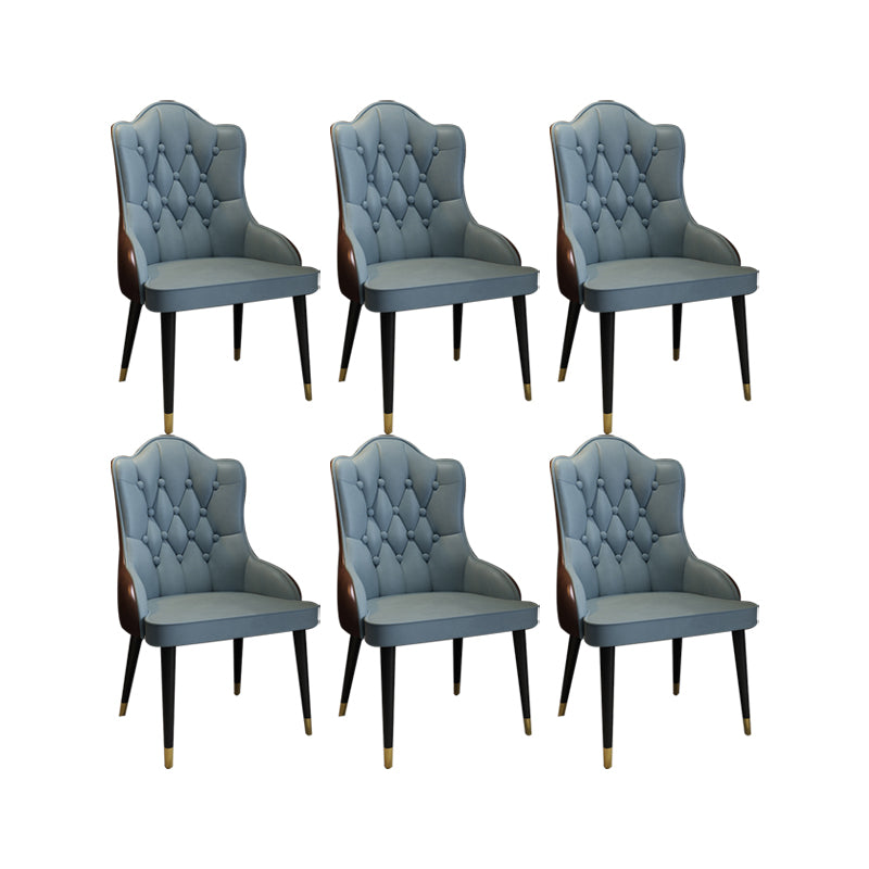 Tufted Parsons Chair Industrial Kitchen Dining Chairs with Metal Legs