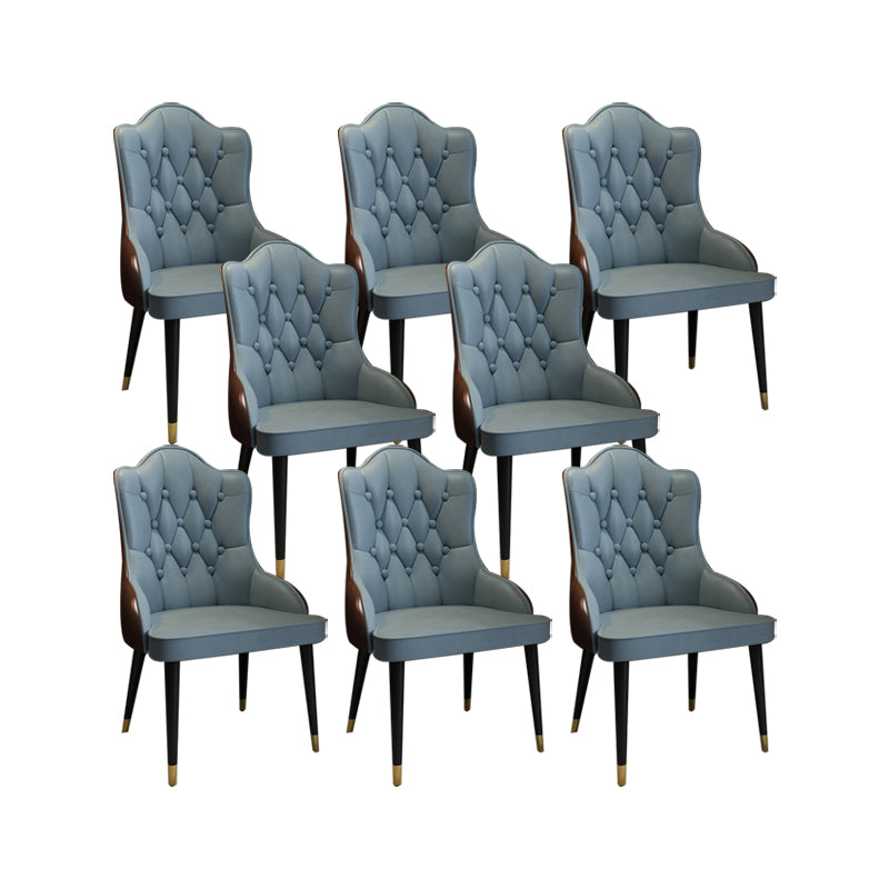 Tufted Parsons Chair Industrial Kitchen Dining Chairs with Metal Legs