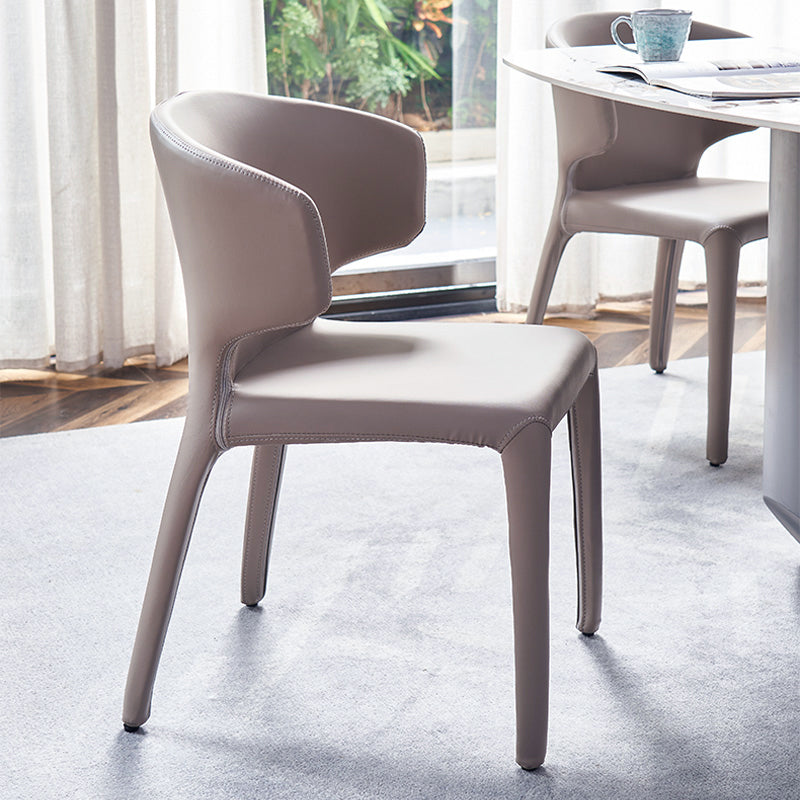 Faux Leather Dining Chairs Industrial Wingback Side Chair for Dining Room