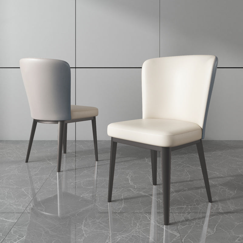 Faux Leather Dining Chairs Modern Parsons Armless Chair for Dining Room