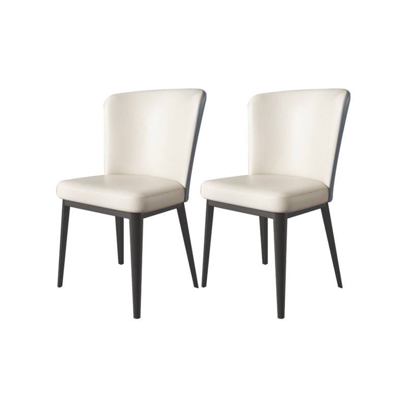 Faux Leather Dining Chairs Modern Parsons Armless Chair for Dining Room