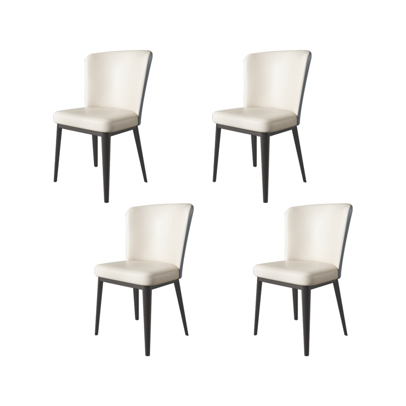 Faux Leather Dining Chairs Modern Parsons Armless Chair for Dining Room