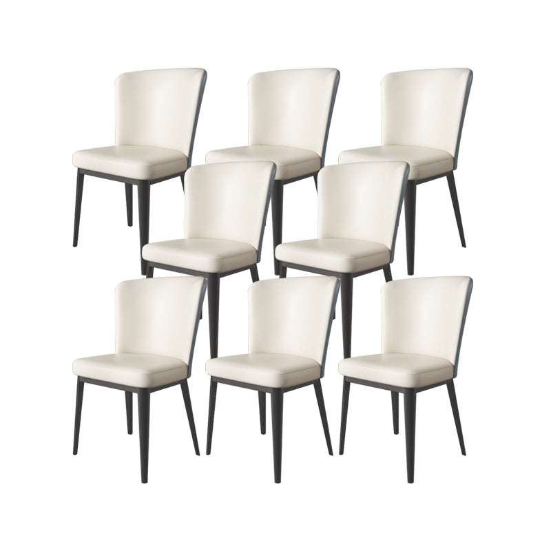 Faux Leather Dining Chairs Modern Parsons Armless Chair for Dining Room