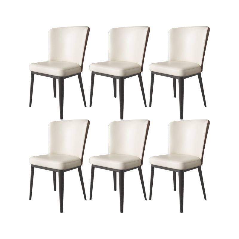 Faux Leather Dining Chairs Modern Parsons Armless Chair for Dining Room