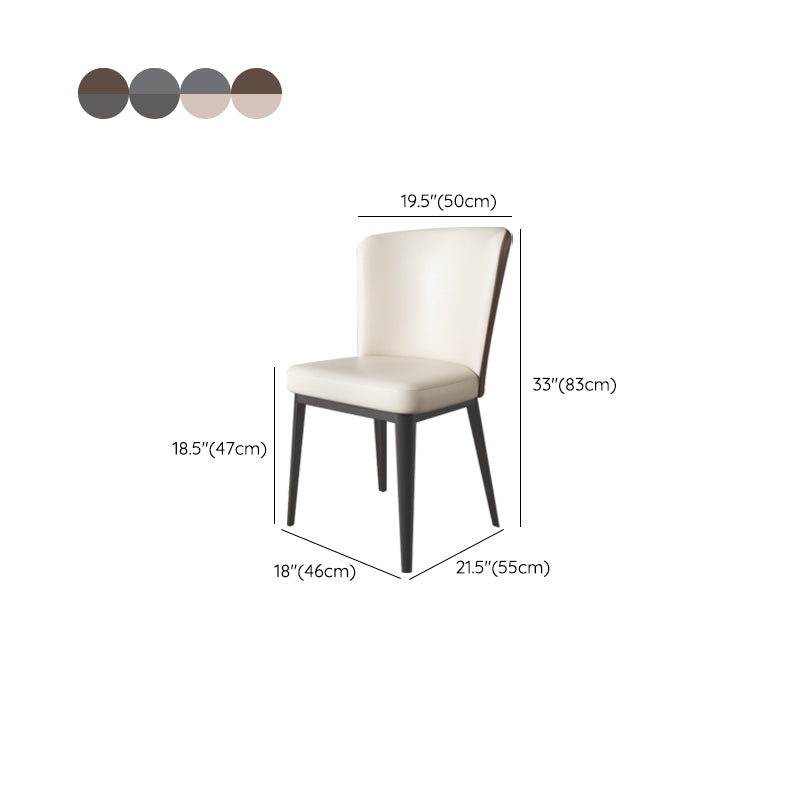 Faux Leather Dining Chairs Modern Parsons Armless Chair for Dining Room