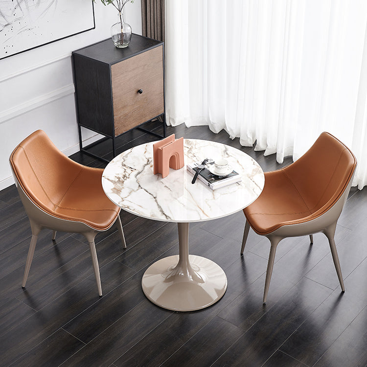 Modern Style Dining Chairs Faux Leather Kitchen Chairs with Metal Legs