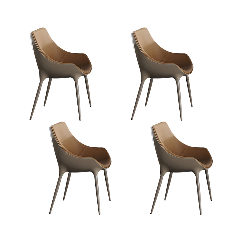 Modern Style Dining Chairs Faux Leather Kitchen Chairs with Metal Legs