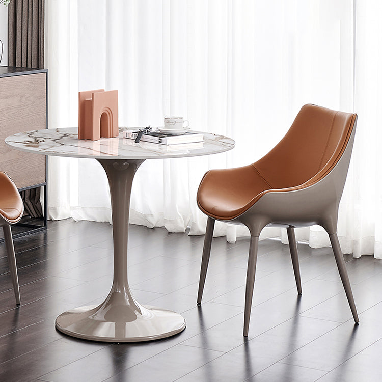 Modern Style Dining Chairs Faux Leather Kitchen Chairs with Metal Legs