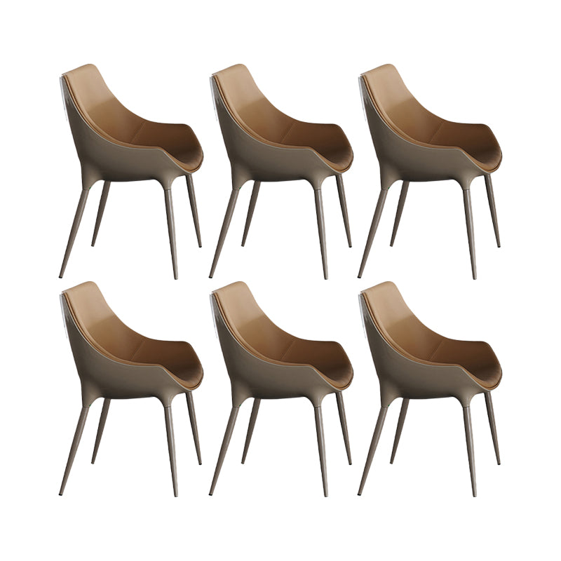 Modern Style Dining Chairs Faux Leather Kitchen Chairs with Metal Legs