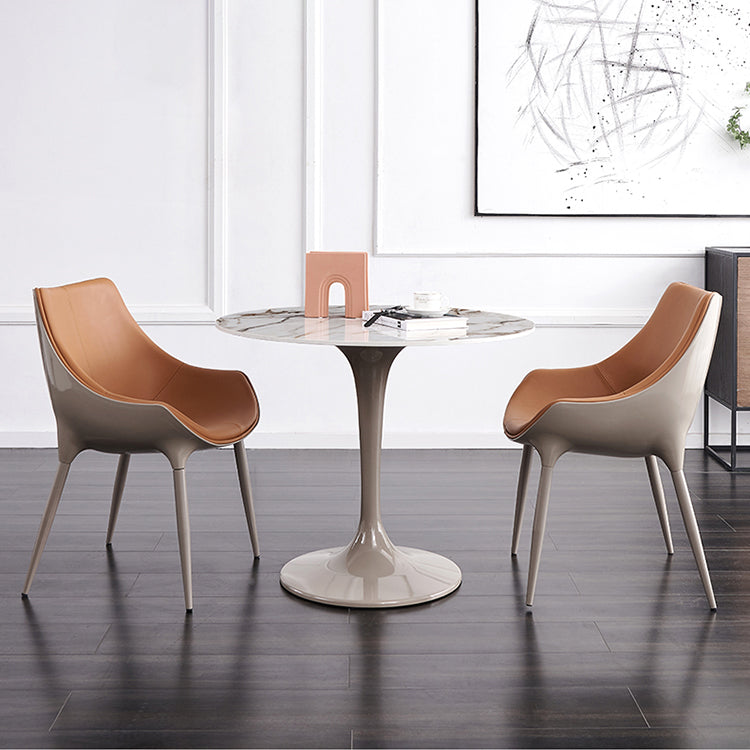 Modern Style Dining Chairs Faux Leather Kitchen Chairs with Metal Legs