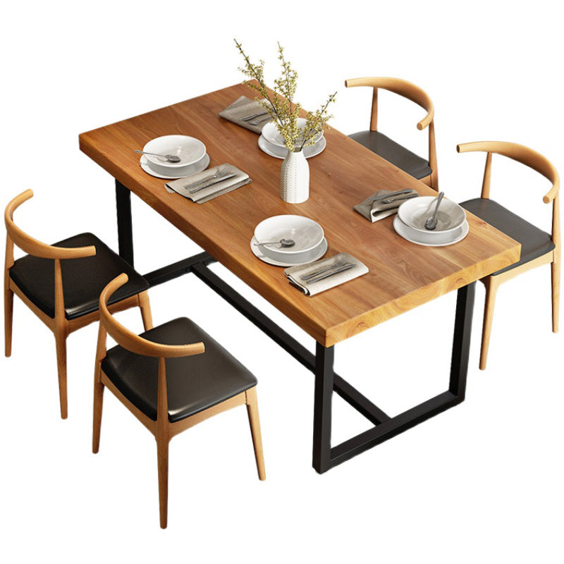 1/2/5 Pcs Solid Wood Dinette Set Industrial Style Dining Set with Rectangle Table